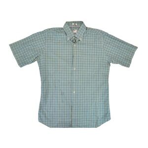 Peter Millar Mens Plaid Short Sleeve Button Down Shirt Medium Blue Green Check